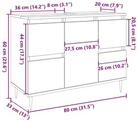 Ντουλάπι Μπάνιου Γκρι Σκυροδέματος 80x33x60 εκ. Επεξ. Ξύλο - Γκρι