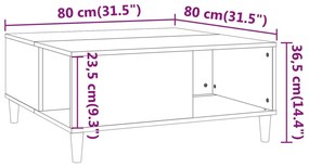 Τραπεζάκι Σαλονιού Γκρι Sonoma 80x80x36,5εκ. Επεξεργασμένο Ξύλο - Γκρι