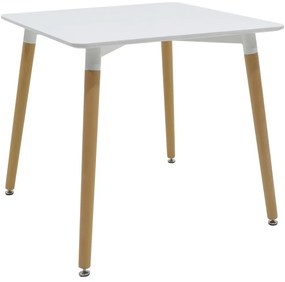Τραπέζι Natali pakoworld MDF λευκό-πόδια σε φυσική απόχρωση 80x80x76εκ