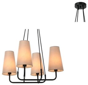 Φωτιστικό Οροφής HL35424P59BG 4ΧΕ14 57Χ57ΧΗ110 Black-Beige Aca Decor Μέταλλο,Ύφασμα