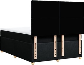 vidaXL Κρεβάτι Boxspring με Στρώμα Μαύρο 140x190 εκ. Υφασμάτινο
