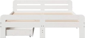 vidaXL Σκελετός Κρεβ. Χωρίς Στρώμα Λευκό 140x190 εκ Μασίφ Πεύκο