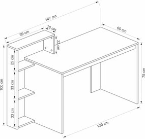 Γραφείο Λευκό / Καρυδί RACE 147x60x100