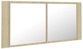 vidaXL Ντουλάπι Μπάνιου με Καθρέφτη & LED Sonoma Δρυς Ακρυλικός