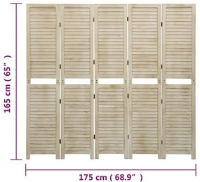 vidaXL Διαχωριστικό Χώρου με 5 Πάνελ 175x165 εκ. Μασίφ Ξύλο Παυλώνιας