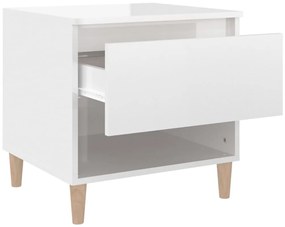 vidaXL Κομοδίνο Γυαλ. Λευκό 50x46x50 εκ. από Επεξεργασμένο Ξύλο