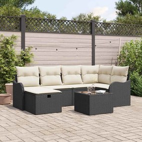 vidaXL Σετ Καναπέ Κήπου 7 pcs Μαύρο και κρεμ 232.5 x 122.5 x 85 εκ