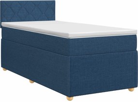 vidaXL Κρεβάτι box spring με στρώμα Μπλε 90 x 190 cm Ύφασμα