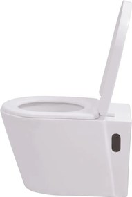 vidaXL Λεκάνη Κρεμαστή Λευκή Κεραμική με Εντοιχιζόμενο Καζανάκι