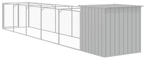 vidaXL Σπιτάκι Σκύλου με Αυλή Αν. Γκρι 110x609x110 εκ. Γαλβαν. Χάλυβας