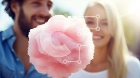 Intra Συλλεκτικό Ξύλινο Παζλ Plywood  4mm - Ζευγάρι που απολαμβάνει ροζ μαλλί της γριάς Σε Ξύλινο Κουτί - Διαστάσεις Puzzle: 10x10 cm – 25 κομμάτια