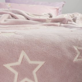 Φωσφοριζέ Κουβέρτα Fleece Μονή (160x220) Nef-Nef Homeware Junior Starlight Pink