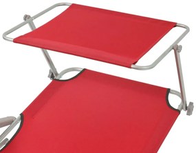 vidaXL Ξαπλώστρα Κόκκινη Ατσάλινη με Σκίαστρο