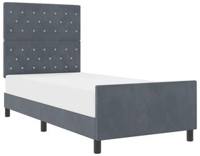 vidaXL Κρεβάτι Σκελετός Σκούρο Γκρι 100x200 εκ Βελούδο