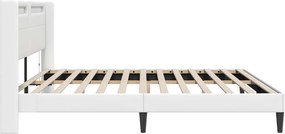 vidaXL Σκελετός Κρεβατιού με κεφαλάρι Λευκό 180 x 200 cm Τεχνητό Δέρμα