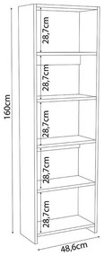 Βιβλιοθήκη Robelo μελαμίνης λευκό 48.6x22x160εκ