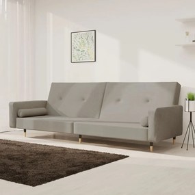 Καναπές Κρεβάτι Διθέσιος Ανοιχτό Γκρι Βελούδινος με 2 Μαξιλάρια