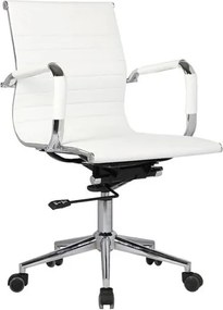 BF3301 Πολυθρόνα Γραφείου Μέταλλο Βάση Χρώμιο, PU Άσπρο   1τμχ