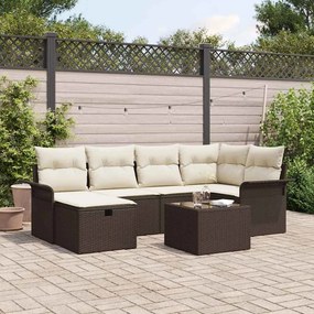 vidaXL Σετ Καναπέ Κήπου 7 pcs Καφέ και κρεμ 242.5 x 132.5 x 85 εκ.