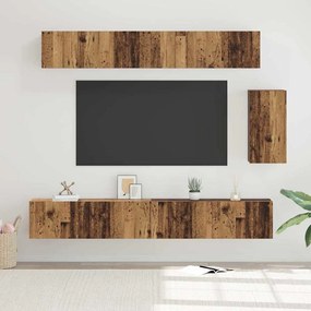 vidaXL Σετ επίπλου τηλεόρασης 6 pcs Παλαιό ξύλο 100 x 30 x 30 cm