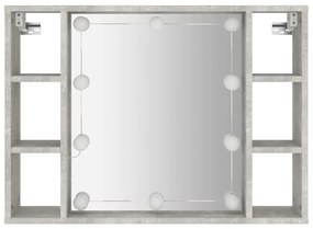 vidaXL Έπιπλο Καθρέπτη με LED Γκρι Σκυροδέματος 76 x 15 x 55 εκ.