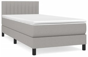 vidaXL Κρεβάτι Boxspring με Στρώμα Ανοιχτό Γκρι 100x200 εκ. Υφασμάτινο