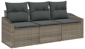 vidaXL Σετ Καναπέ Κήπου 3 pcs Γκρι Πολυ rattan, βαμμένο ατσάλι