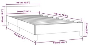 Πλαίσιο Κρεβατιού με Κεφαλάρι Ανοιχτό Γκρι 90x190 εκ Υφασμάτινο - Γκρι
