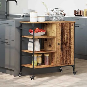 vidaXL Τροχόσπιτο Κουζίνας Παλιό Ξύλο 87,5x38,5x84,5 cm Κατασκευασμένο από Ξύλο