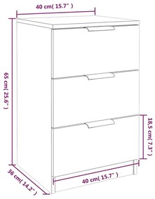 Κομοδίνα 2 τεμ. Γυαλιστερό Λευκό 40x36x65 εκ. - Λευκό