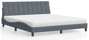 vidaXL Κρεβάτι με Στρώμα Σκούρο Γκρι 180x200 εκ. Βελούδινο