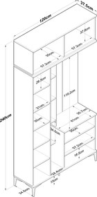 Έπιπλο Εισόδου Καρυδί / Λευκό CROTU 120x37.5x240
