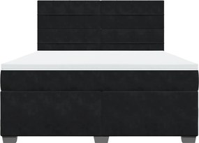 vidaXL Κρεβάτι Boxspring με Στρώμα Μαύρο 180x200 εκ. Βελούδινο