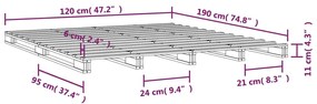 Κρεβάτι από Παλέτες Μαύρο 120x190 εκ. Μασίφ Πεύκο Small Double - Μαύρο