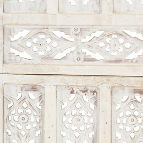 vidaXL Παραβάν Σκαλιστό στο Χέρι 3 Πάνελ Λευκό 120x165 εκ. Ξύλο Μάνγκο