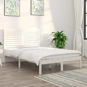 vidaXL Πλαίσιο Κρεβατιού Λευκό 140 x 190 εκ. από Μασίφ Ξύλο