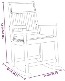 Καρέκλα Κουνιστή από Μασίφ Ξύλο Ακακίας με Μαξιλάρια - Καφέ
