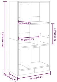 Βιβλιοθήκη Γκρι Sonoma 57x28,5x107,5 εκ. από Επεξεργασμένο Ξύλο - Γκρι