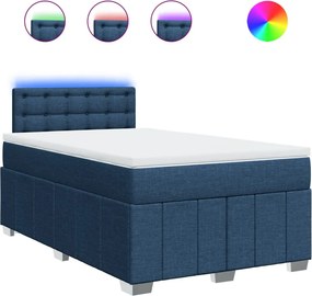 vidaXL Κρεβάτι Boxspring με Στρώμα Μπλε 120x200 εκ. Υφασμάτινο