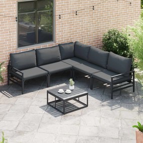 vidaXL Σετ Καναπέ Κήπου με μαξιλάρι 6 pcs Μαύρο Ατσάλι