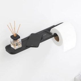 Βάση χαρτιού τουαλέτας με ράφι Brabantia MindSet 1005667, Εύκολη εγκατάσταση, Ορυκτή επίστρωση, Σκούρο γκρι