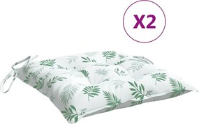 vidaXL Μαξιλάρια Καρέκλας 2 τεμ. Σχέδιο Φύλλων 50x50x7 εκ. Υφασμάτινα