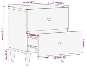 Κομοδίνο 40 x 33 x 46 εκ. από Μασίφ Ξύλο Μάνγκο - Καφέ