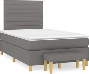 vidaXL Κρεβάτι Boxspring με Στρώμα Σκούρο Γκρι 120x190 εκ Υφασμάτινο