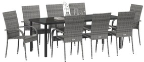 vidaXL Σετ 5 Τεμαχίων Φαγητού Κήπου Γκρι Poly Rattan