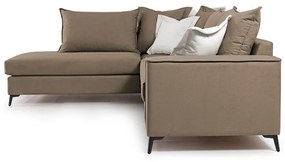 Γωνιακός καναπές δεξιά γωνία Romantic pakoworld ύφασμα mocha-cream 290x235x95εκ - Ύφασμα -  168-000028