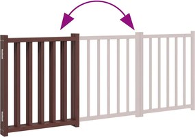 vidaXL Πύλη σκύλου πτυσσόμενη 3 πάνελ καφέ δρυς 150 εκ. Μασίφ Ελάτη