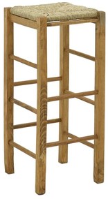 Σκαμπό καφενείου χωρίς πλάτη με ψάθα Bodier-Charchie I καρυδί ξύλο 35x35x78εκ 35x35x78 εκ.