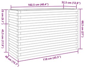 Ζαρντινιέρα Κήπου Λευκή 110x40x68,5 εκ. από Μασίφ Ξύλο Πεύκου - Λευκό