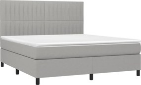 vidaXL Κρεβάτι Boxspring με Στρώμα Ανοιχτό Γκρι 180x200 εκ. Υφασμάτινο